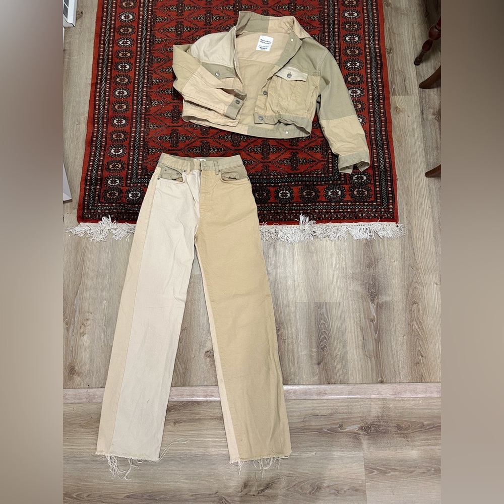 Block khaki co-ord set pull & bear